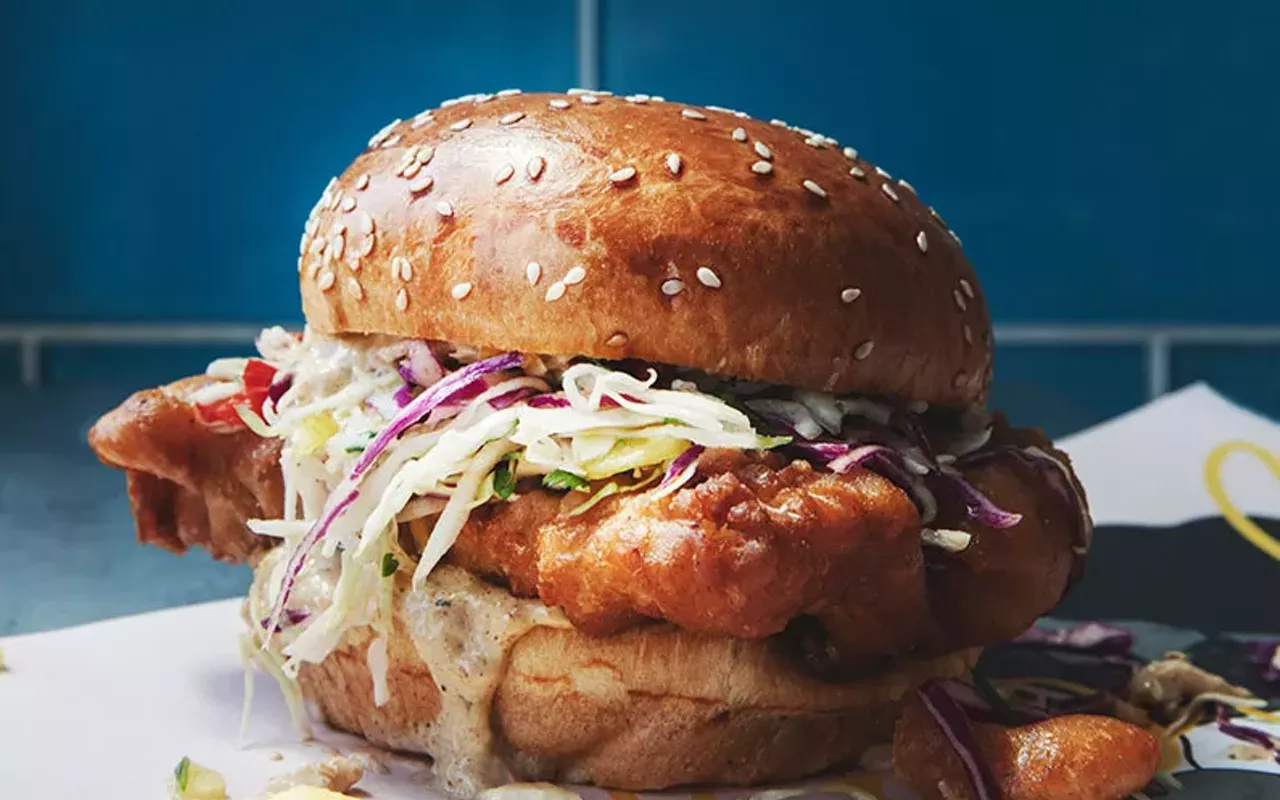 the rum-battered fish sandwich at yellowbelly?