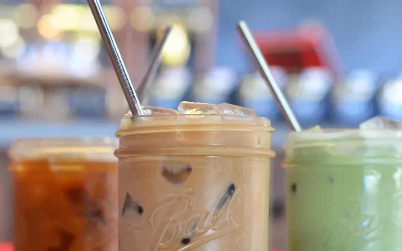 sump coffee serves in-house drinks with resuable metal straws.